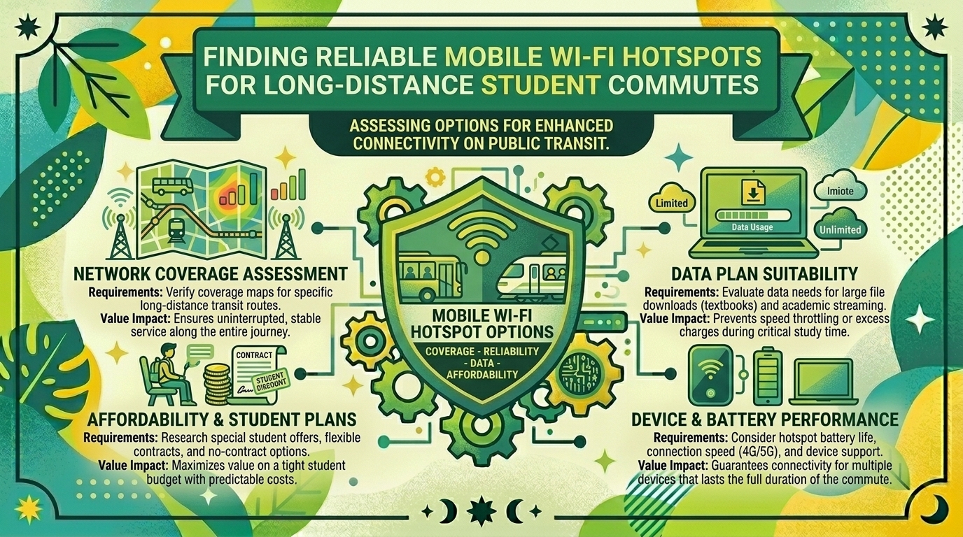 Which mobile Wi-Fi hotspot options provide reliable connectivity for students commuting long distances on public transit?