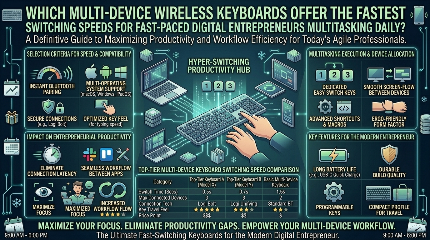 Which multi-device wireless keyboards offer the fastest switching speeds for fast-paced digital entrepreneurs multitasking daily?